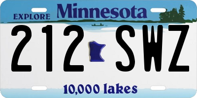 MN license plate 212SWZ
