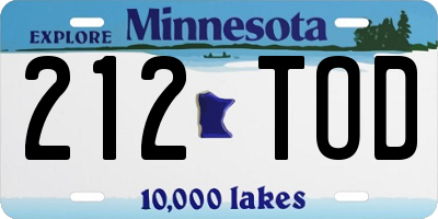 MN license plate 212TOD