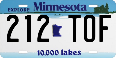 MN license plate 212TOF