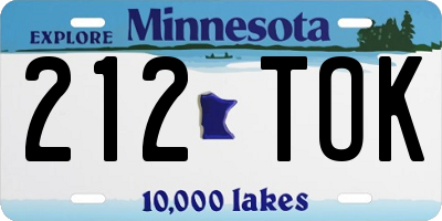 MN license plate 212TOK