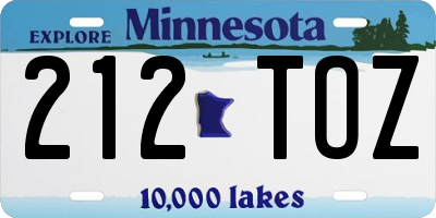 MN license plate 212TOZ