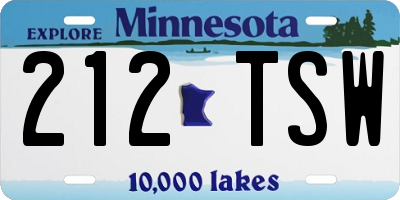 MN license plate 212TSW