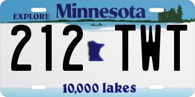 MN license plate 212TWT