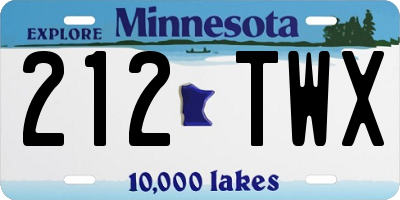 MN license plate 212TWX