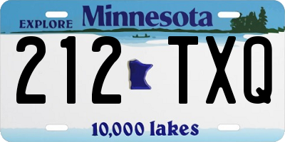 MN license plate 212TXQ