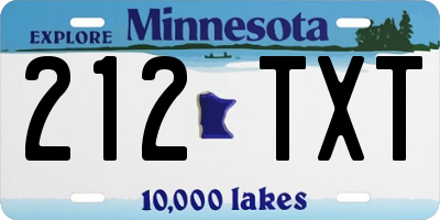 MN license plate 212TXT