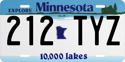 MN license plate 212TYZ