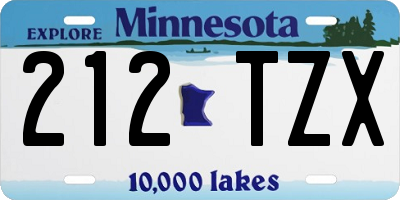 MN license plate 212TZX
