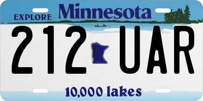 MN license plate 212UAR