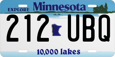 MN license plate 212UBQ
