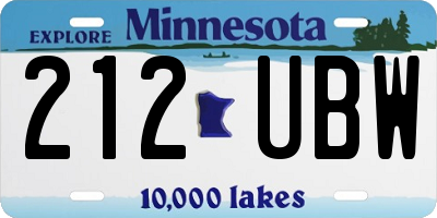 MN license plate 212UBW