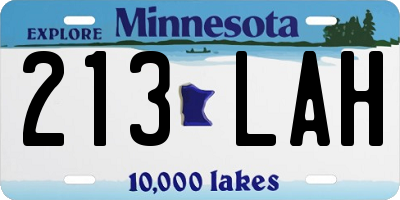 MN license plate 213LAH