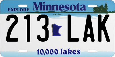 MN license plate 213LAK