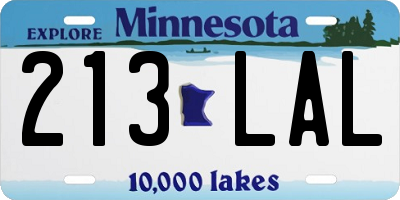 MN license plate 213LAL