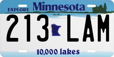 MN license plate 213LAM