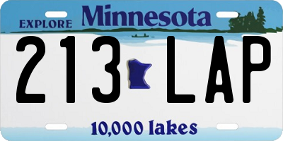 MN license plate 213LAP
