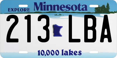 MN license plate 213LBA