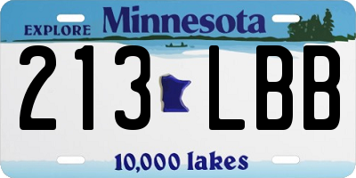 MN license plate 213LBB