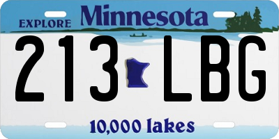 MN license plate 213LBG