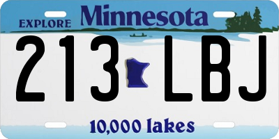 MN license plate 213LBJ
