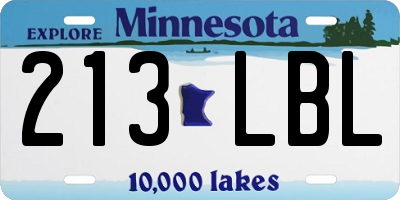 MN license plate 213LBL