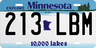 MN license plate 213LBM