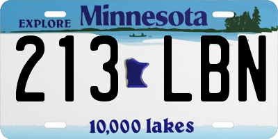 MN license plate 213LBN