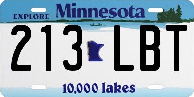 MN license plate 213LBT
