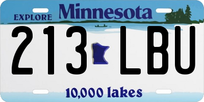 MN license plate 213LBU