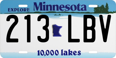 MN license plate 213LBV