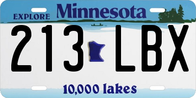 MN license plate 213LBX