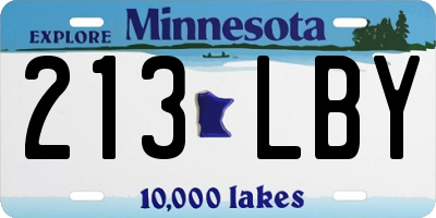 MN license plate 213LBY