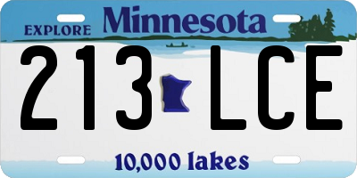 MN license plate 213LCE