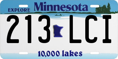 MN license plate 213LCI
