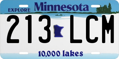 MN license plate 213LCM