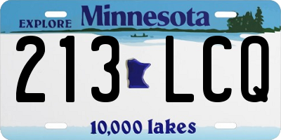 MN license plate 213LCQ