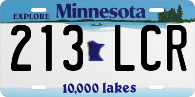 MN license plate 213LCR