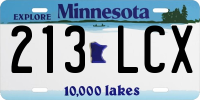 MN license plate 213LCX