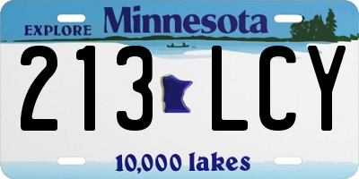 MN license plate 213LCY