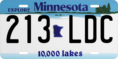 MN license plate 213LDC