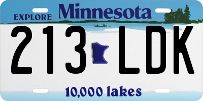 MN license plate 213LDK