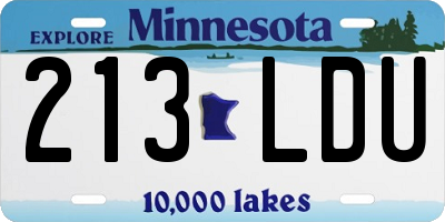 MN license plate 213LDU
