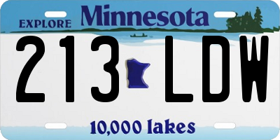 MN license plate 213LDW