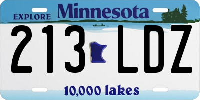 MN license plate 213LDZ