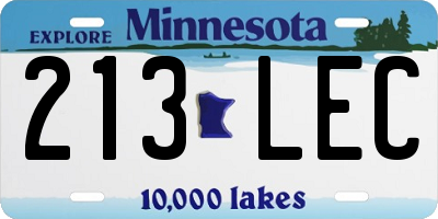 MN license plate 213LEC