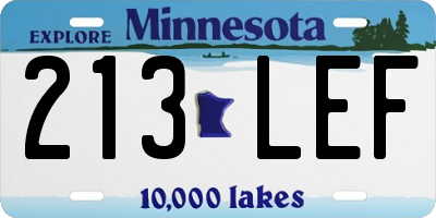 MN license plate 213LEF