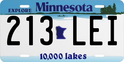 MN license plate 213LEI