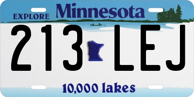 MN license plate 213LEJ