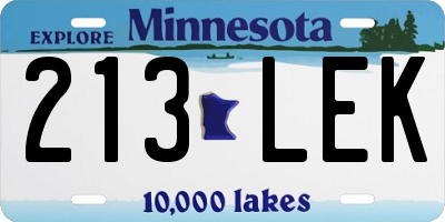 MN license plate 213LEK