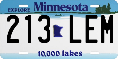 MN license plate 213LEM